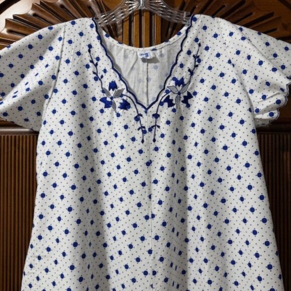 Vintage Marita's RTW Ready to Wear Embroidered Cotton House Dress / Kaftan - Picture 2 of 7